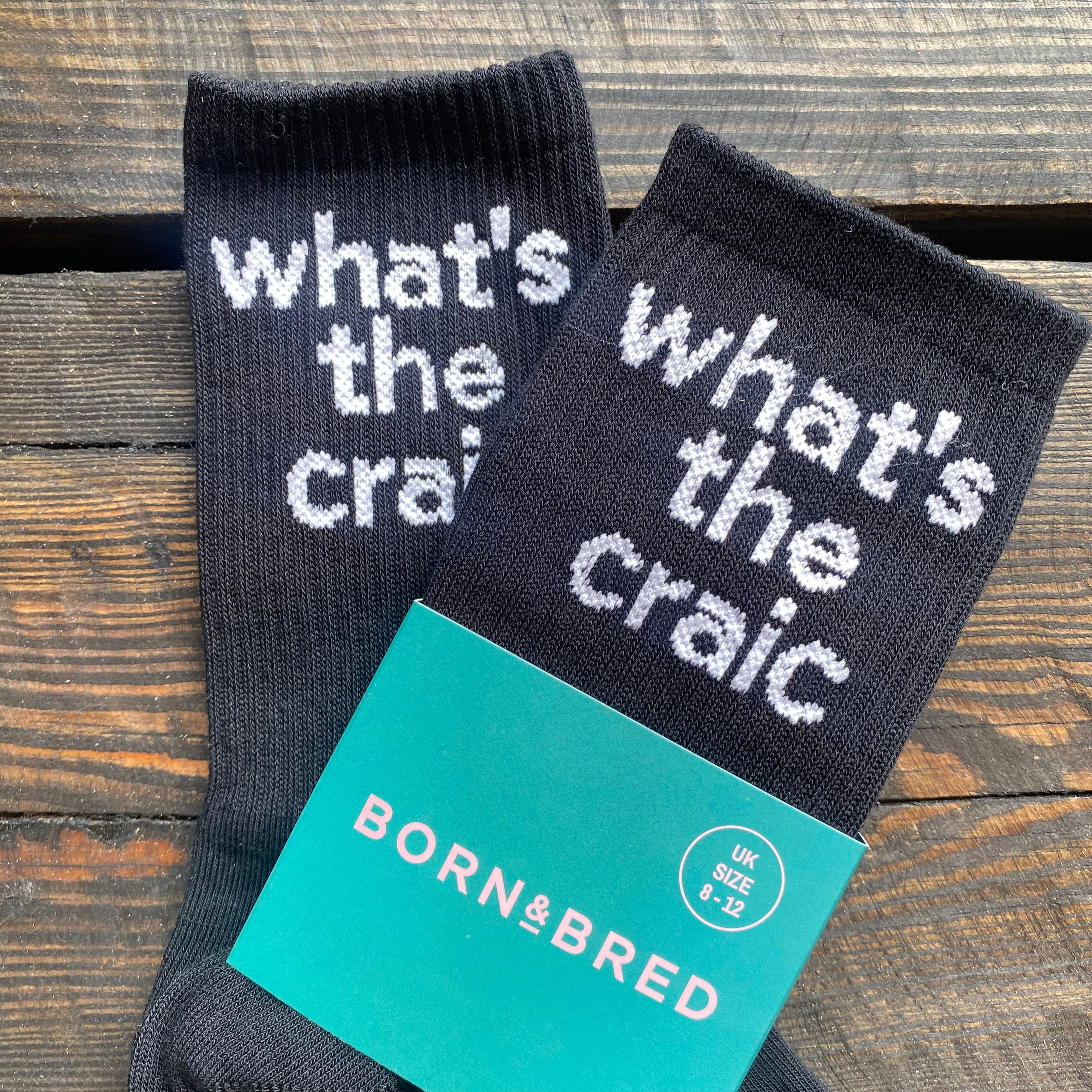 Born + Bred Black What's The Craic Socks