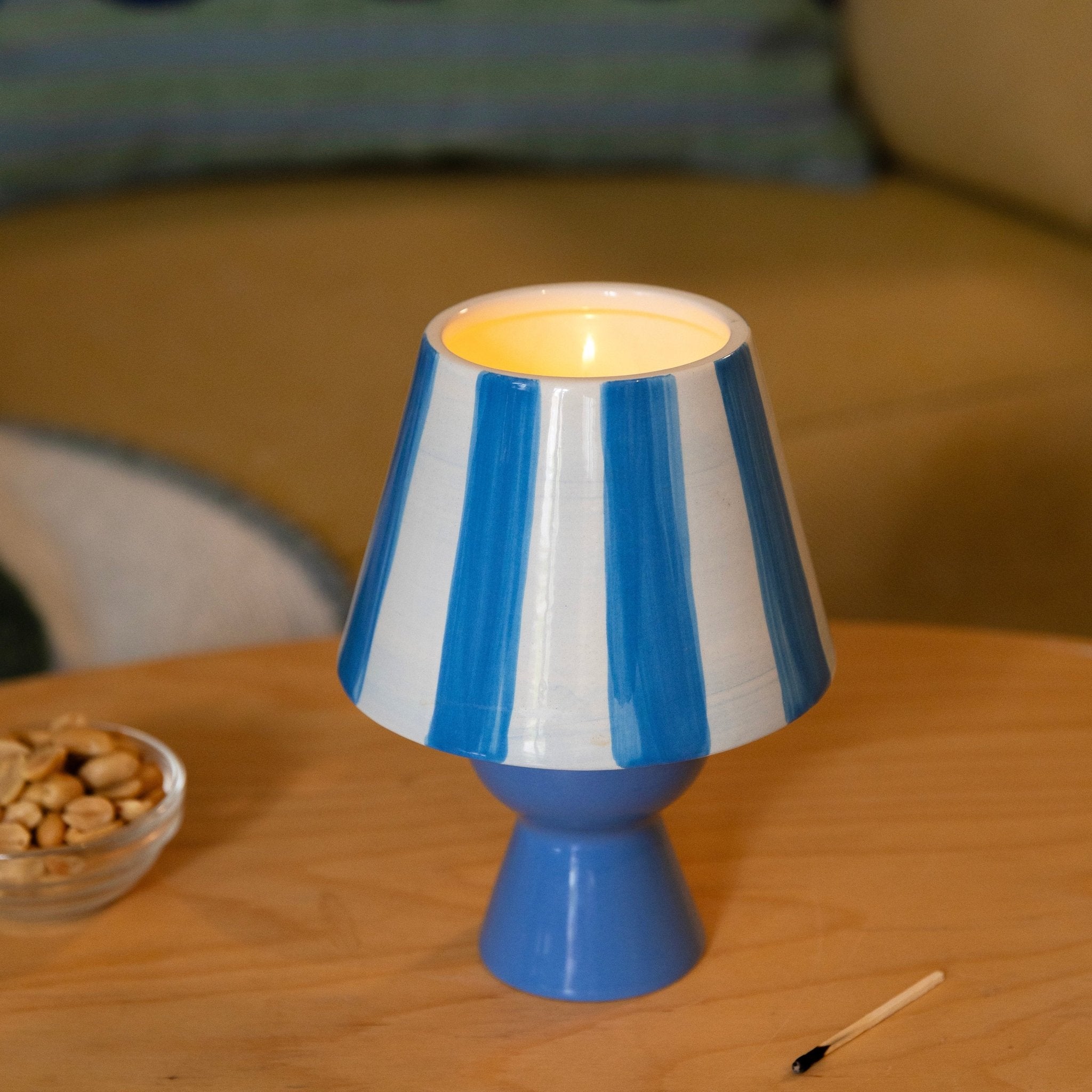 Blue Pin Stripe T - Light Holder - stoneandbeige