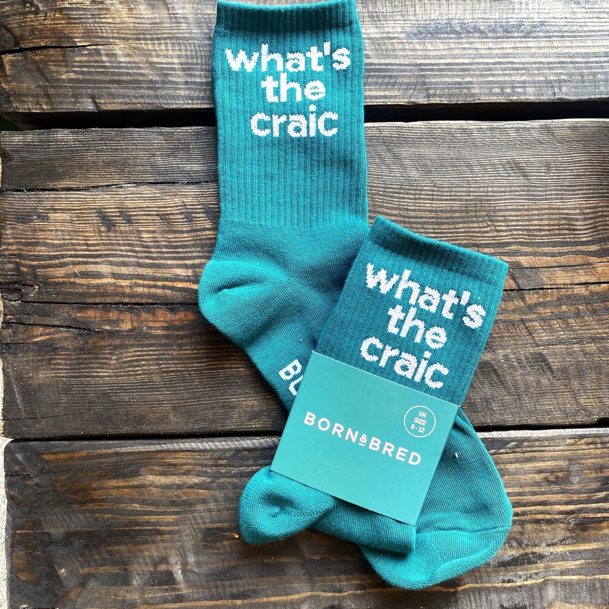 BORN & BRED Green What's The Craic Socks - stoneandbeige
