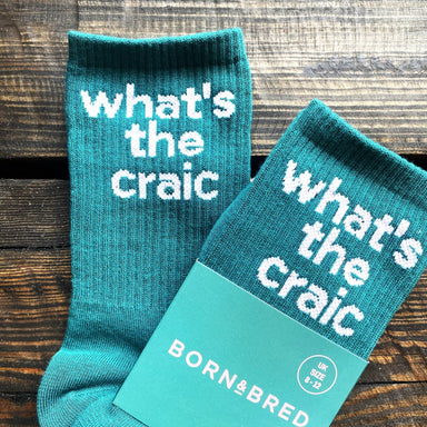 BORN & BRED Green What's The Craic Socks - stoneandbeige