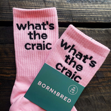 BORN & BRED Pink What's The Craic Socks - stoneandbeige