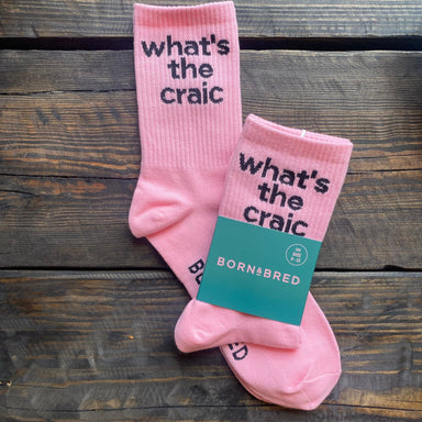 BORN & BRED Pink What's The Craic Socks - stoneandbeige