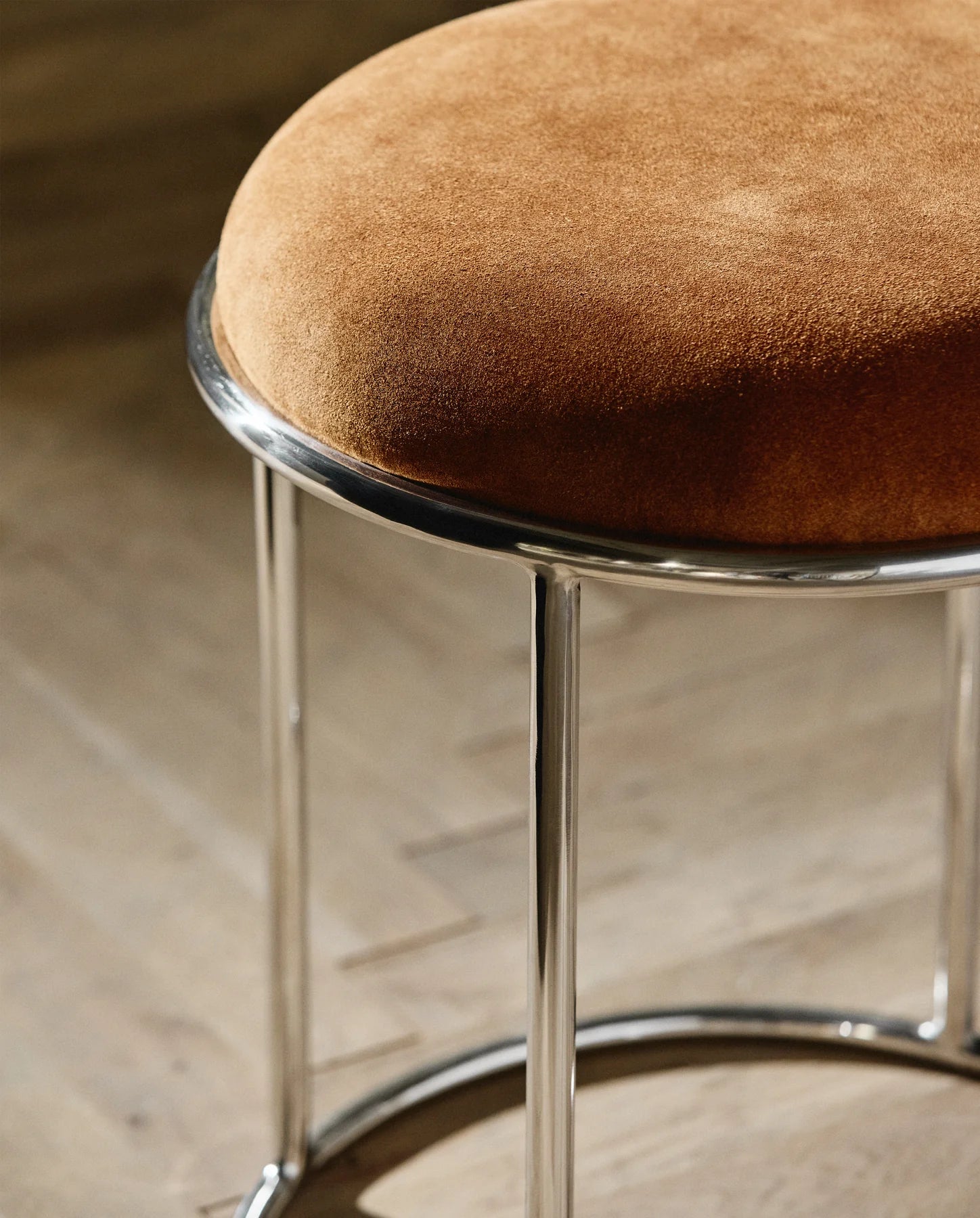Brown Leather Stool - stoneandbeige