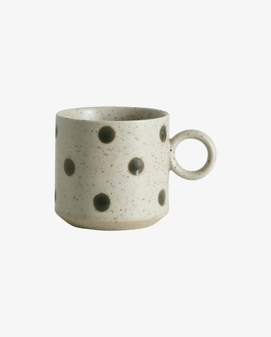Dotted Green Glazed Stoneware Mug - stoneandbeige