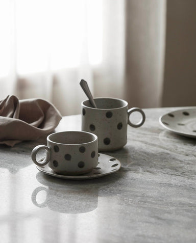 Dotted Green Glazed Stoneware Mug - stoneandbeige