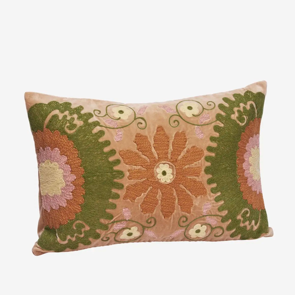 Embroidered Velvet Cushion- stoneandbeigeEmbroidered Velvet Cushion 40x60stoneandbeige