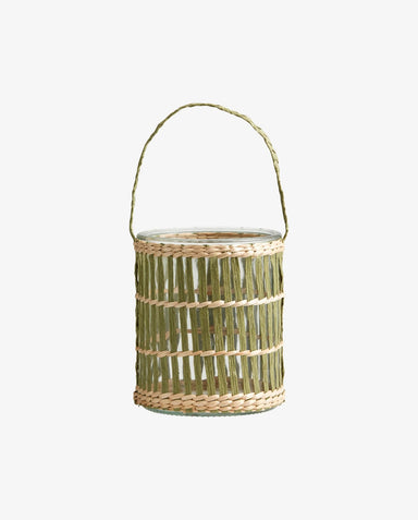 Green Glass Hanging Lantern - stoneandbeige