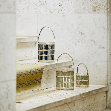 Green Glass Hanging Lantern - stoneandbeige