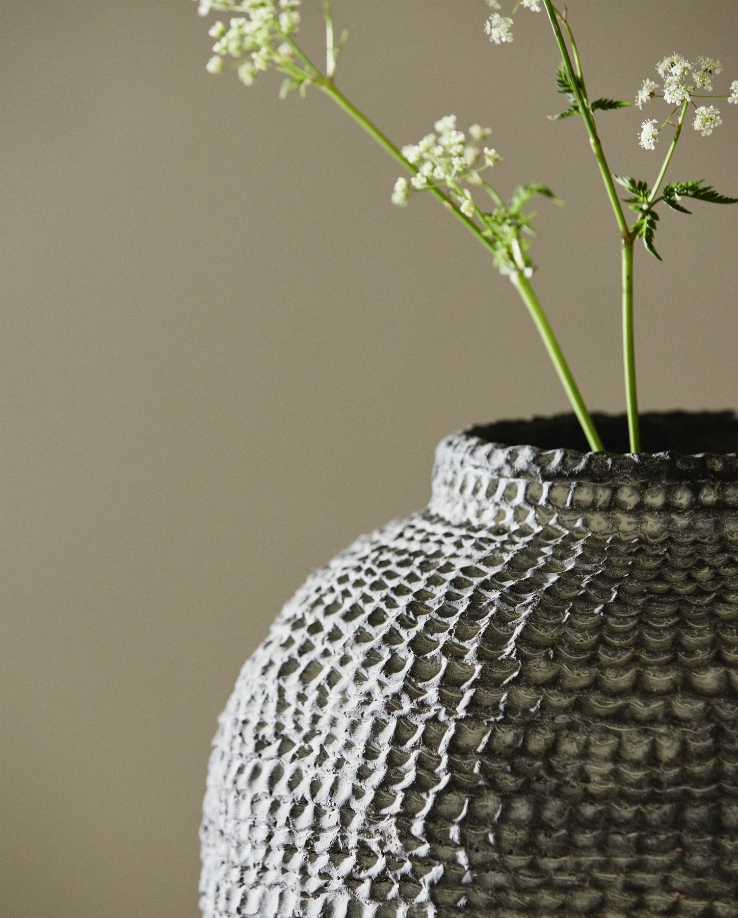 Handcrafted Textured Cement Pot - stoneandbeige
