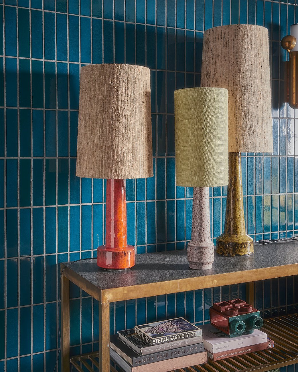 HKLIVING Charcoal/Pink Retro Stoneware Lamp Base - stoneandbeige