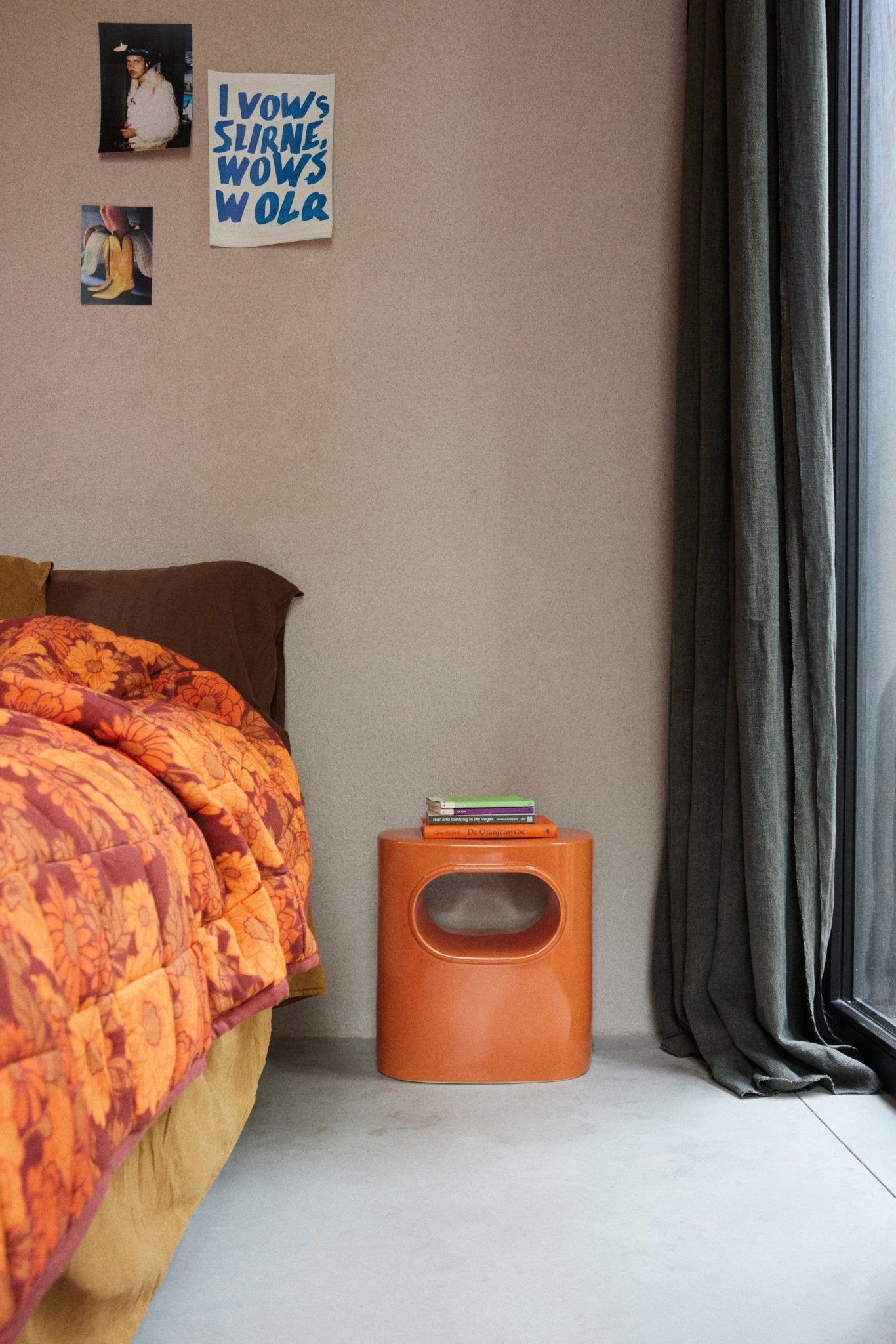 HKLIVING: Orange 70s Side Table - stoneandbeige