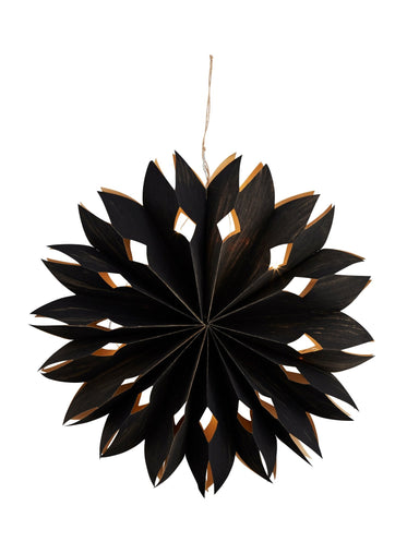 Medium Black Veneer Hanging Paper Star Light - stoneandbeige