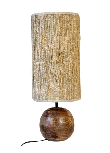 Natural Jute Shade With A Mango Wood Base Side Lamp - stoneandbeige