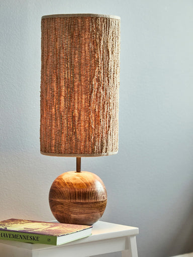 Natural Jute Shade With A Mango Wood Base Side Lamp - stoneandbeige