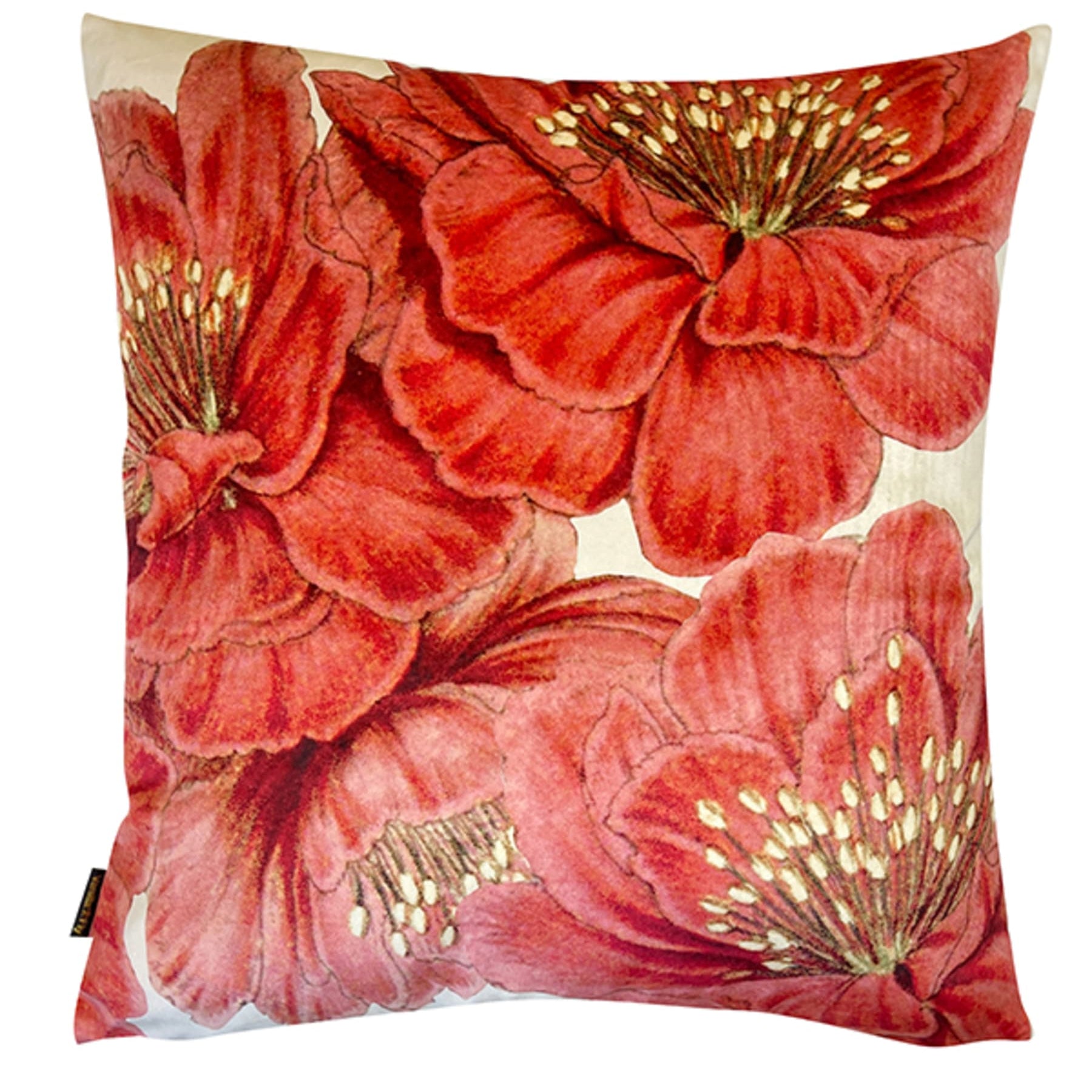 Red Flower Velvet Cushion - stoneandbeige
