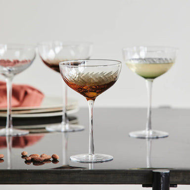 Set of 2 Clear Pattern Cocktail Glass - stoneandbeige