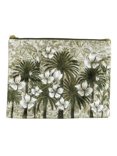 Velvet Green Palm Glow Makeup Bag - stoneandbeigeVelvet Green Palm Glow Makeup Bag