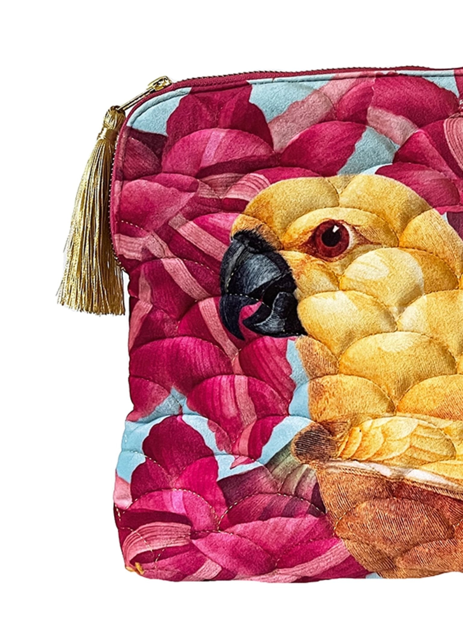 Velvet Tropical Bird Makeup & Laptop Bag - stoneandbeige
