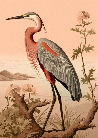 Vintage Heron Illustration Print - stoneandbeige