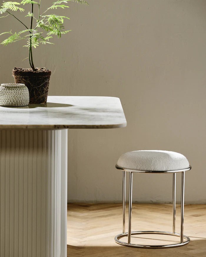 White Cotton Stool - stoneandbeige