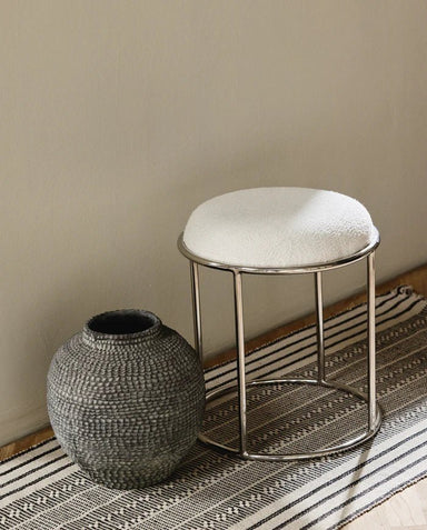 White Cotton Stool - stoneandbeige