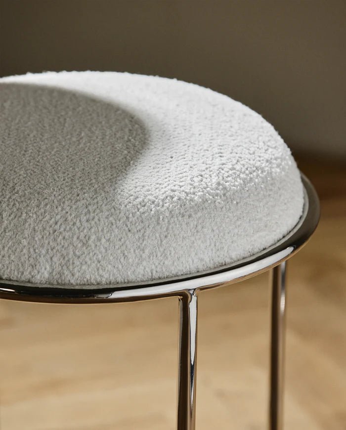 White Cotton Stool - stoneandbeige