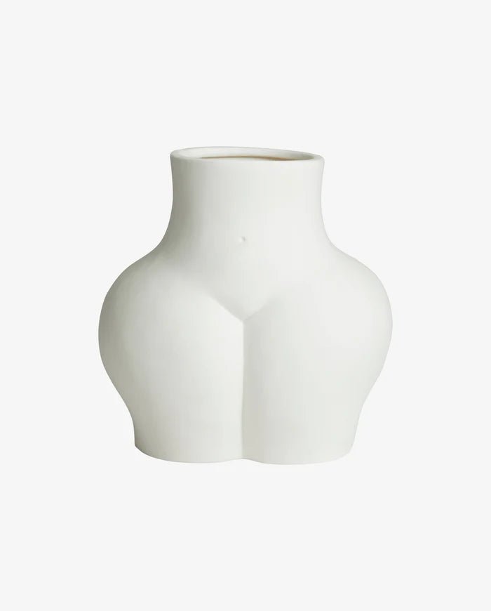 White Matt Lady Bum Vase - stoneandbeige