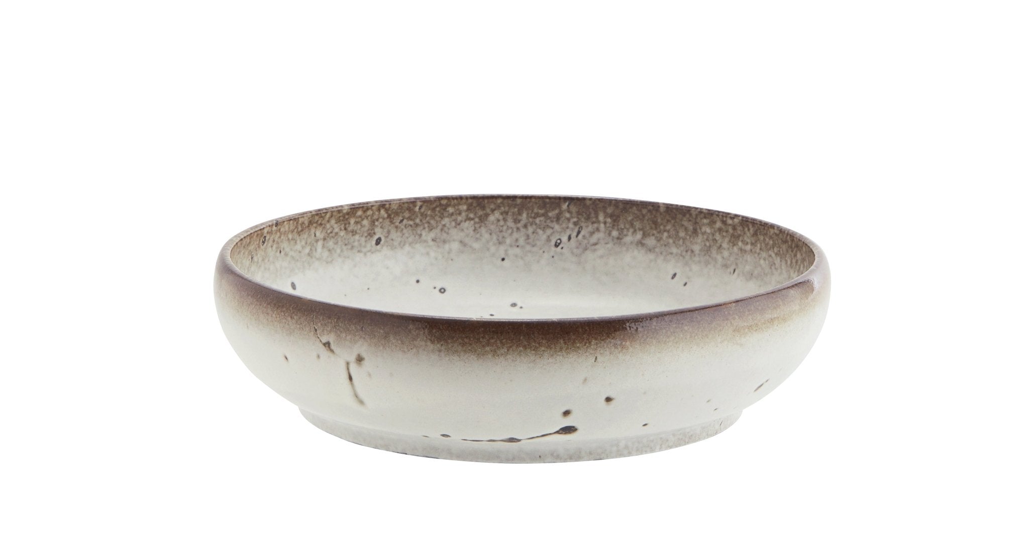 White/Brown Stoneware Serving Bowl - stoneandbeige