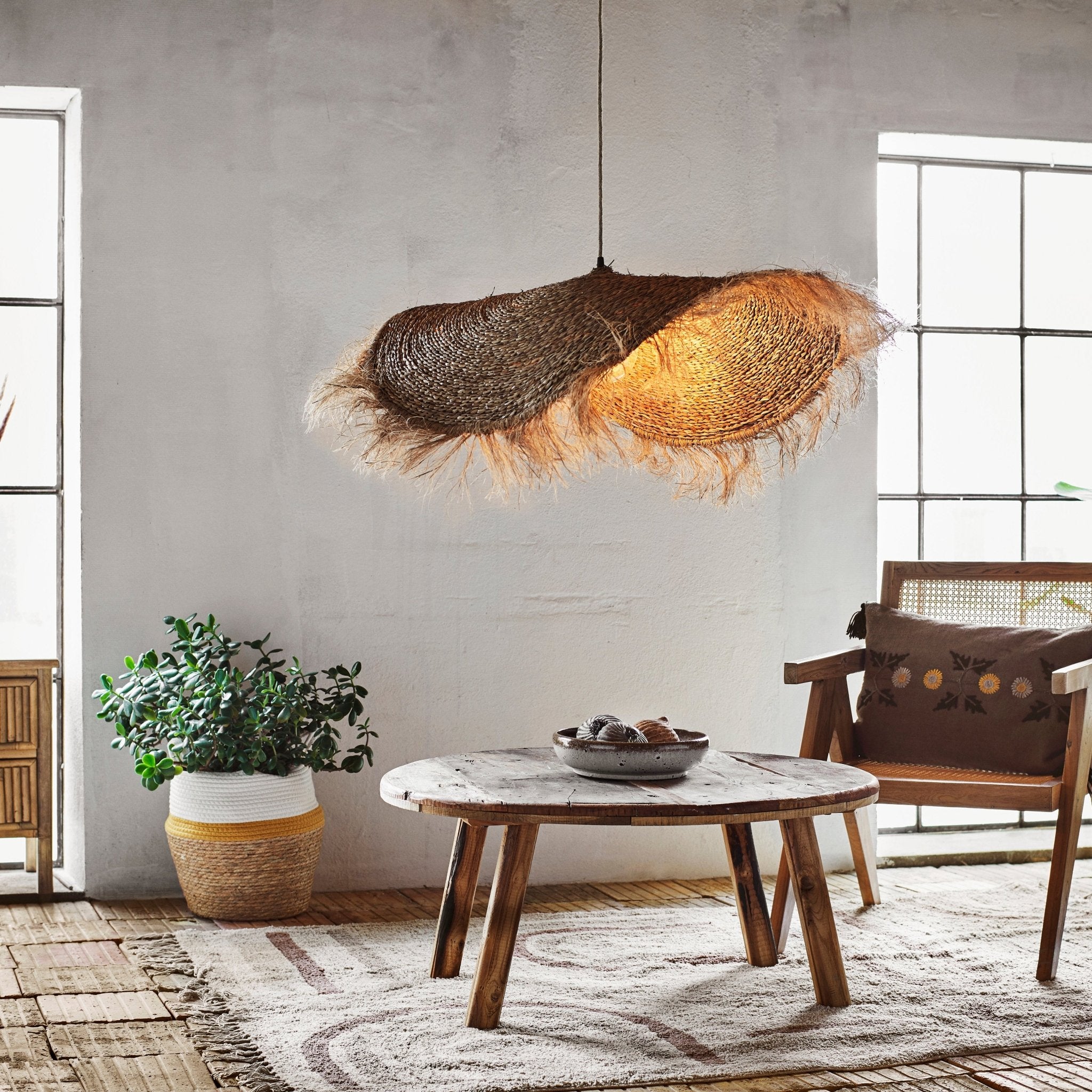 White/Brown Stoneware Serving Bowl - stoneandbeige