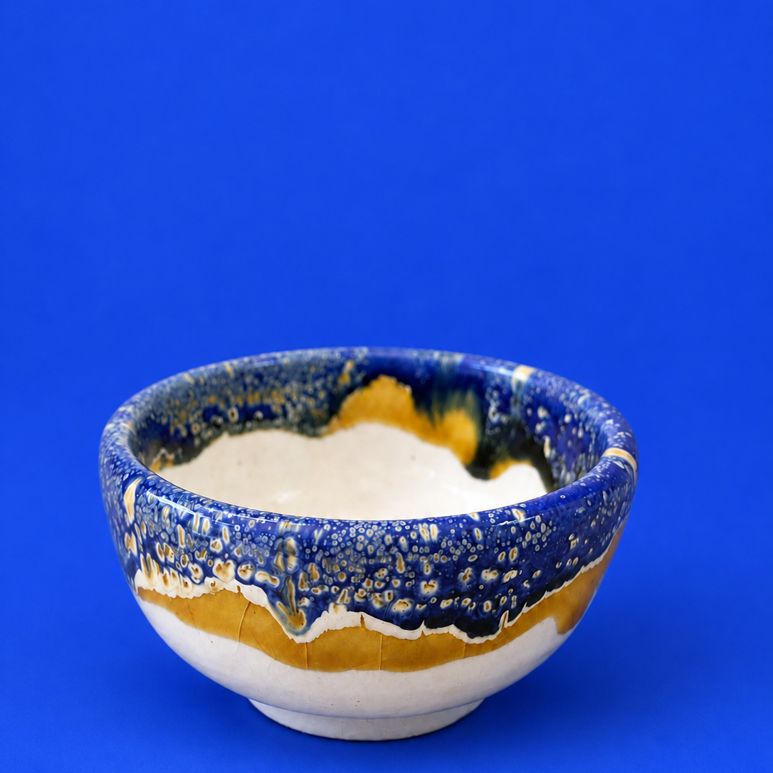 Fara Artisan Cobalt & Ochre Glazed Bowl