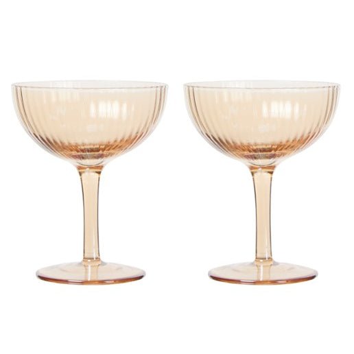 2 Amber Ripple Cocktail Glasses - stoneandbeige