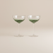 2 Cut Wave Green Cocktail Glasses - stoneandbeige