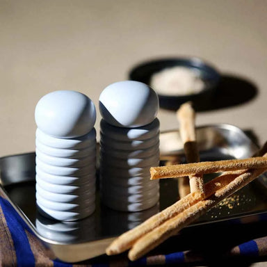 Powder Blue Ribbed Salt & Pepper Grinders – Set of 2