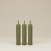 3 Short Matt Olive Green Candles - stoneandbeige