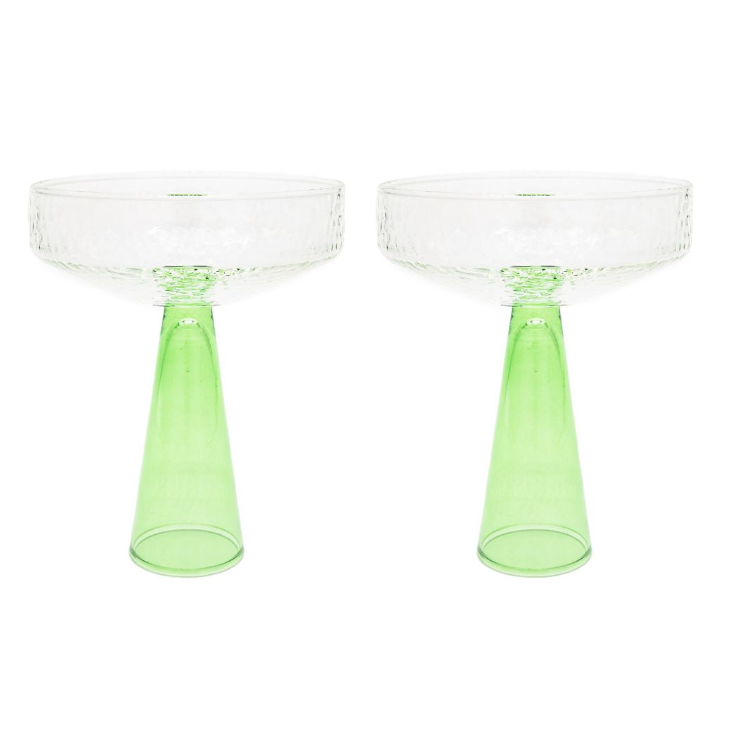 Set Of 2 Coupe Green Glasses