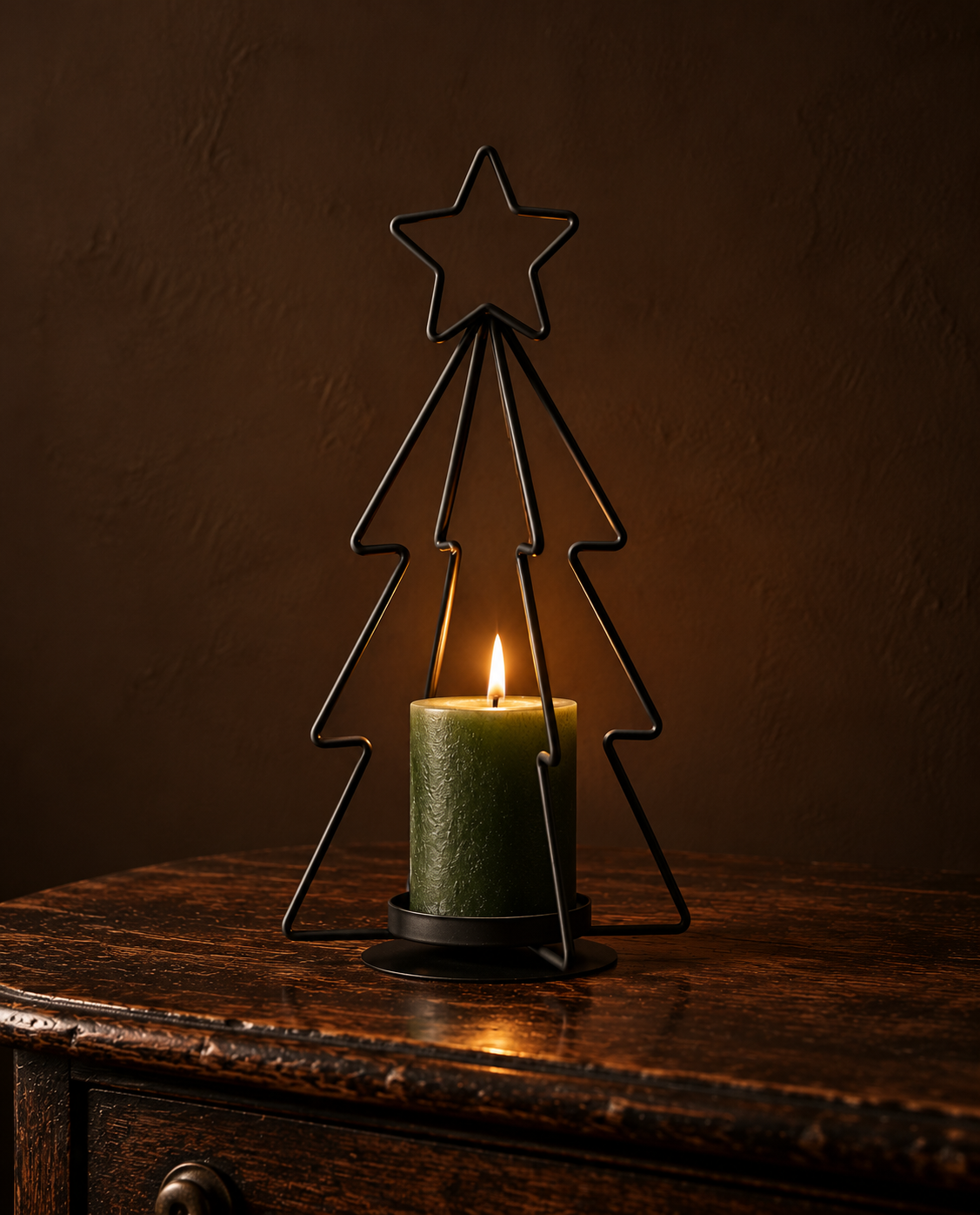 Black Metal Christmas Tree Candle Holder