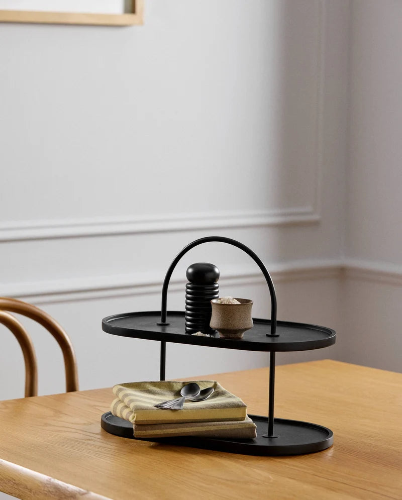 Sculptural Black Salt & Pepper Grinder Set of 2