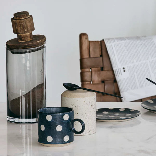 Navy Dotted  Stoneware Mug