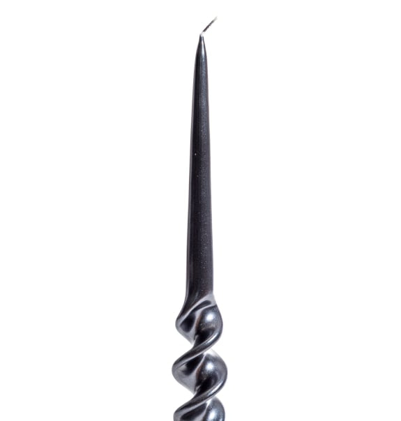 Metallic Black Hand Turned Taper Candle