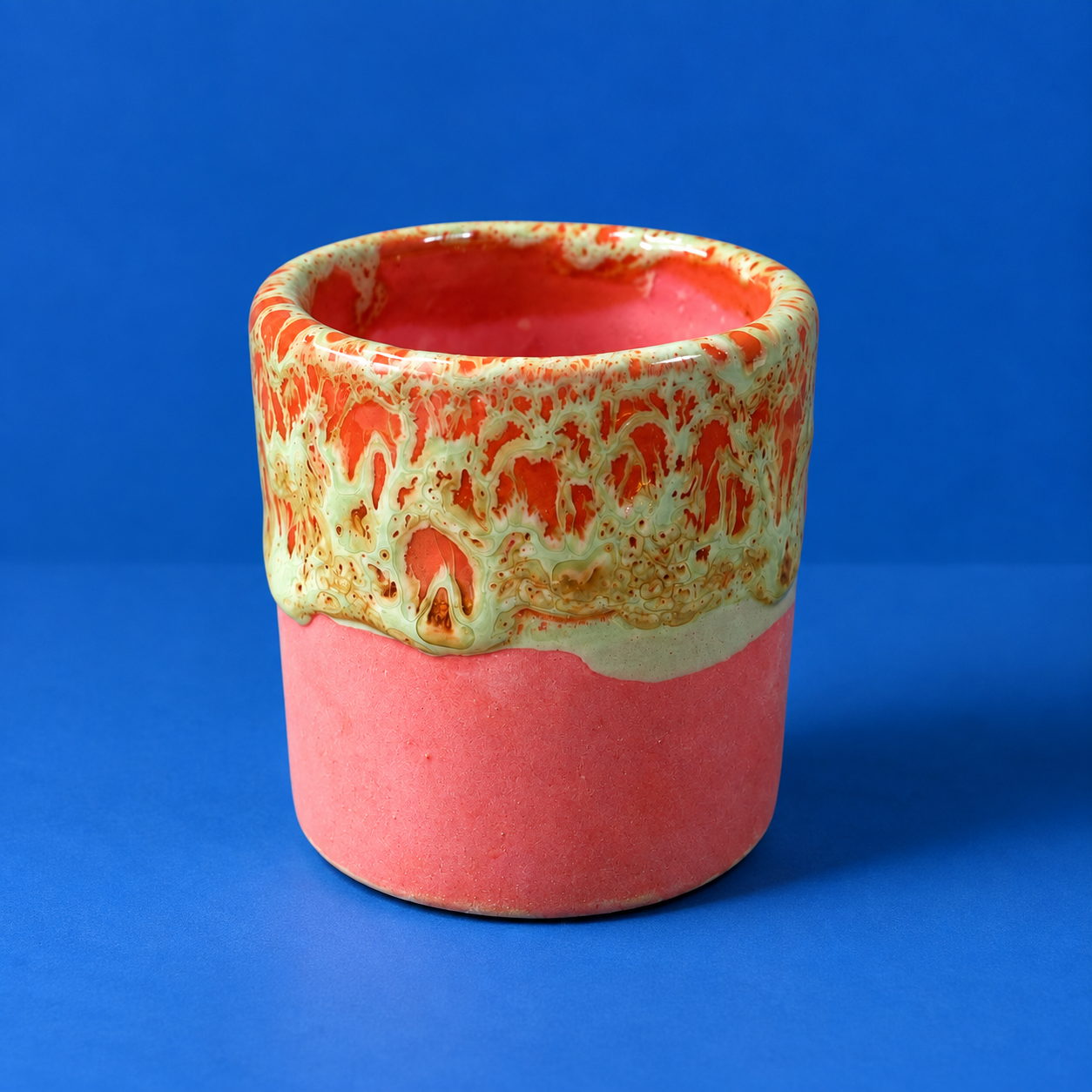 Fara Handcrafted Pink & Lime Glazed Cup