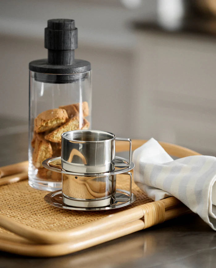 Sleek Matallic Chrome Espresso Mug + Saucer