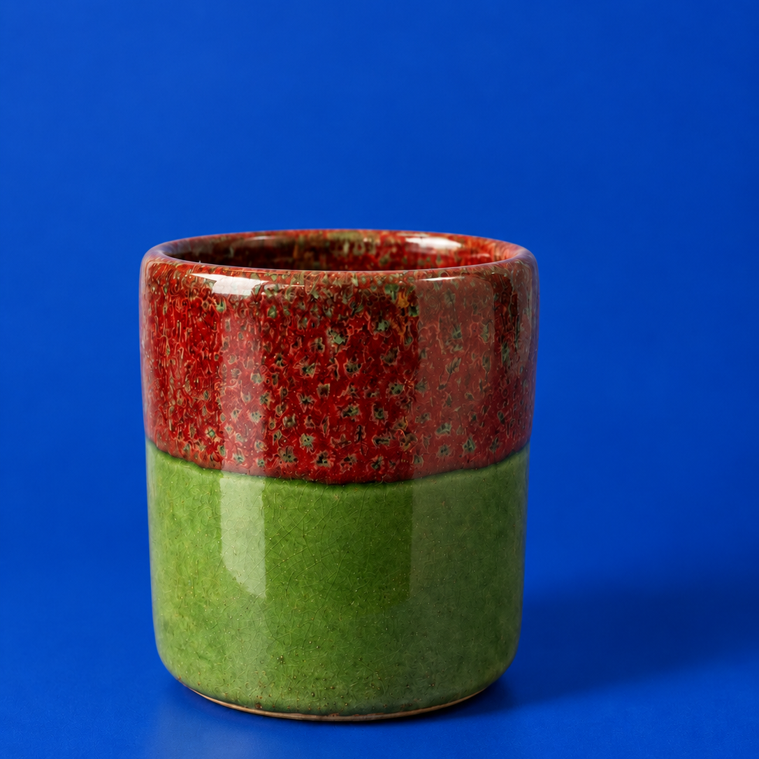 Fara Red & Green Glazed Clay Coffee Mug