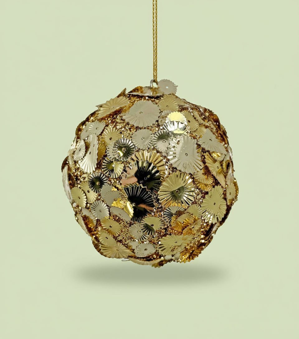 70s Retro Fan Gold Bauble - stoneandbeige