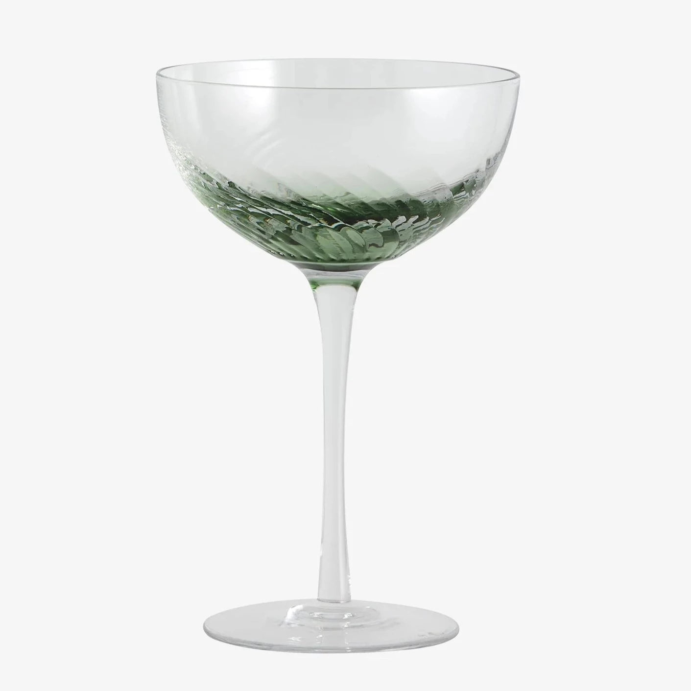 2 Cut Green Glow Cocktail Glasses