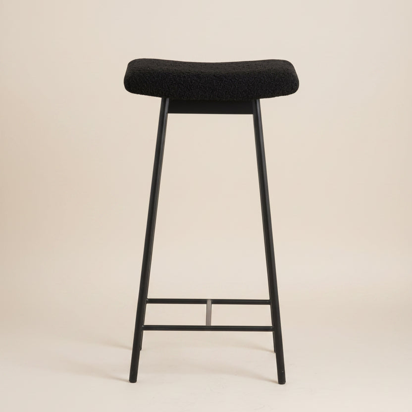 Set of 2 Power Black Coated Teddy Topper Bar Stools