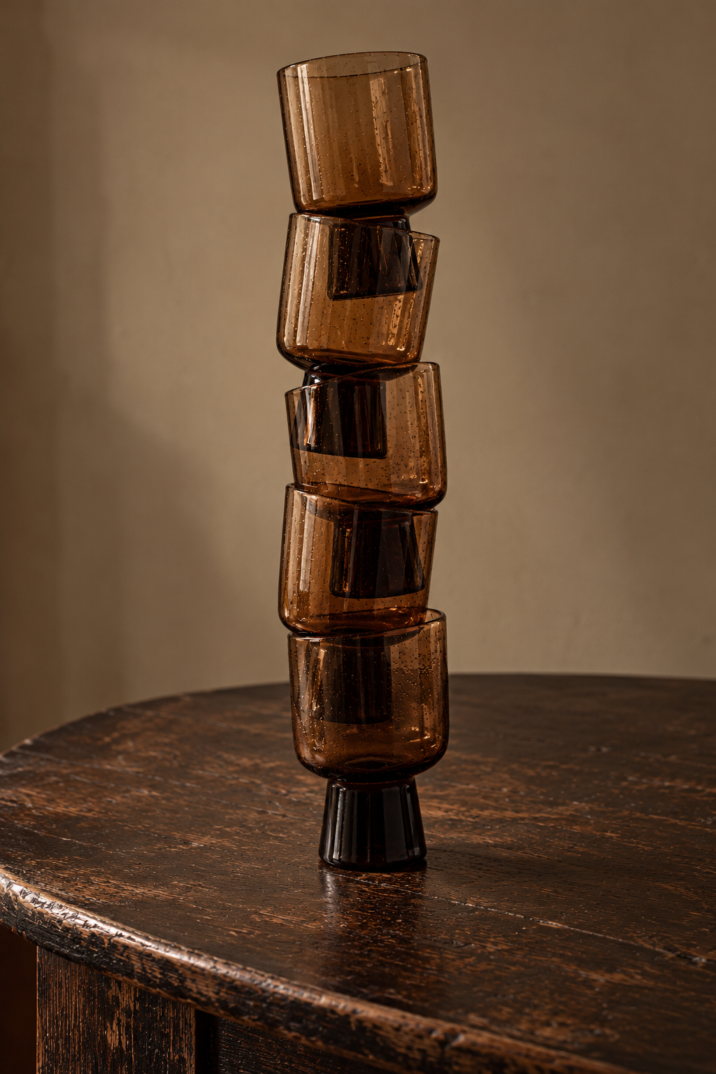 Handmade Dark Brown Bubble Glass