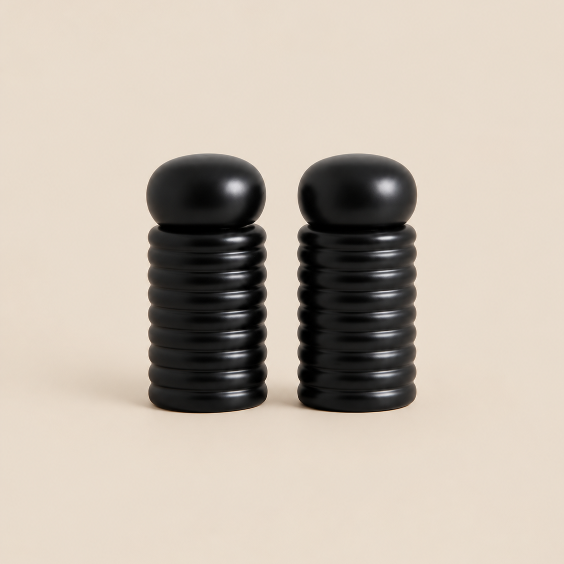 Sculptural Black Salt & Pepper Grinder Set of 2