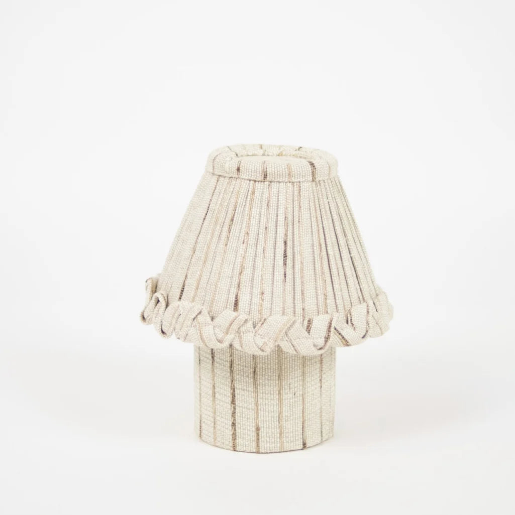 Natural Beige Linen Pleated Lamp