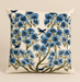 Blue Blossom & Bird decorative cushion featuring blue florals, delicate birds and green botanical detailing on a soft neutral background.