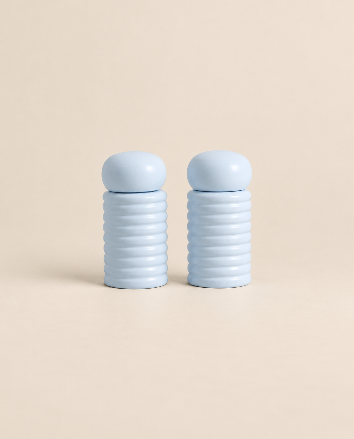 Powder Blue Ribbed Salt & Pepper Mills – Set of 2